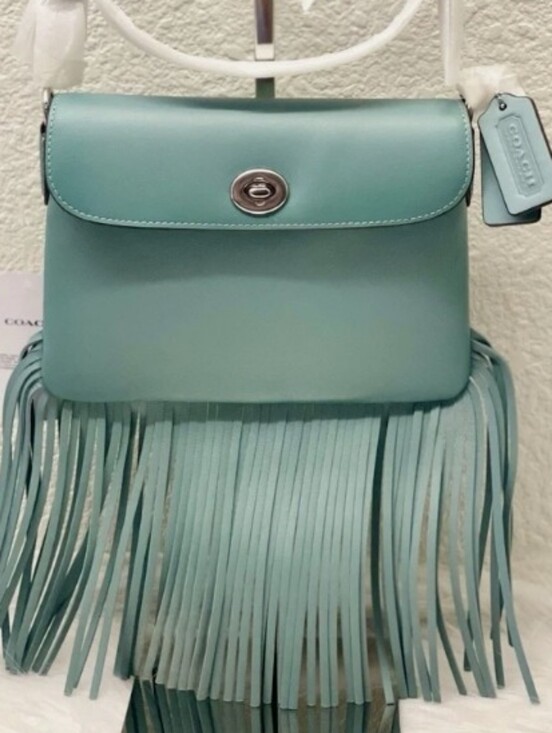 Coach Handbags - Coach NWT Aquamarine Crossbody Bag with Fringe 💙💚